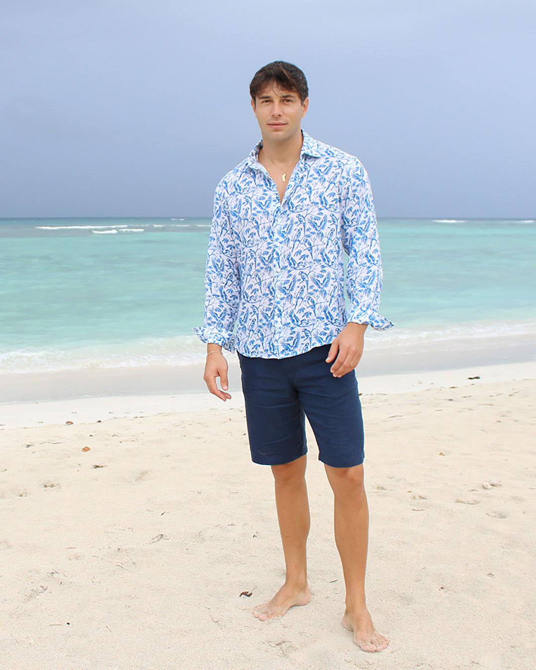 next navy linen shorts