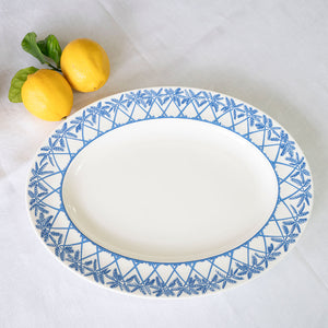 Table styling with fine bone china platter in Palms blue design