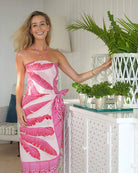 Silk Ruffle Bandeau Top: BANANA TREE - PINK by Lotty B Mustique villa lifestyle