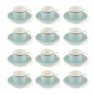 Fine bone china coffee cup and saucer set for 12 place settings (24 pieces) in Mustique Island green design by Lotty B