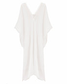 Pure chiffon silk mid length kaftan in classic white by designer Lotty B