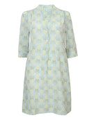 silk falred dress with pineapple print