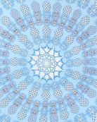 Close-up detail of Lotty B Pineapple Blue silk sarong print, tropical luxury beachwear from Mustique.