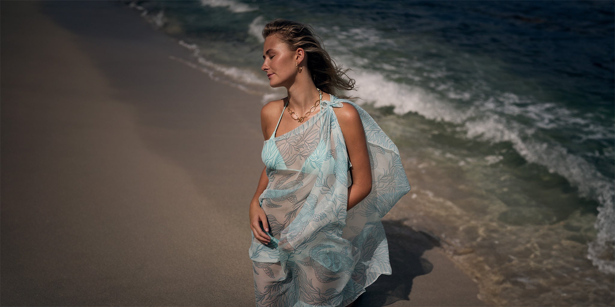 Sensational chiffon silk sarongs designed by Lotty B. Screen-printed and finished with rolled hems sewn by hand, a feathery soft chiffon silk sarong makes a versatile addition to your holiday wardrobe or an ideal gift.