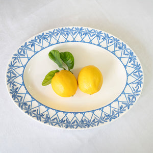 Fine bone china platter with lemons in Palms blue design