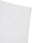 Sustainable mens resortwear plain white linen shorts corozo buttons