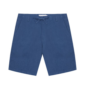 Mens Casual Linen Shorts: MID BLUE