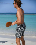 Fast drying men’s Iguana Spruce swim shorts made in Portugal with soft mesh lining and adjustable drawstring waist.