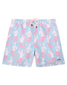 Pink House Mustique Mermaid Pink Blue men's swim shorts featuring the Oliver Messel inspired Mermaid print