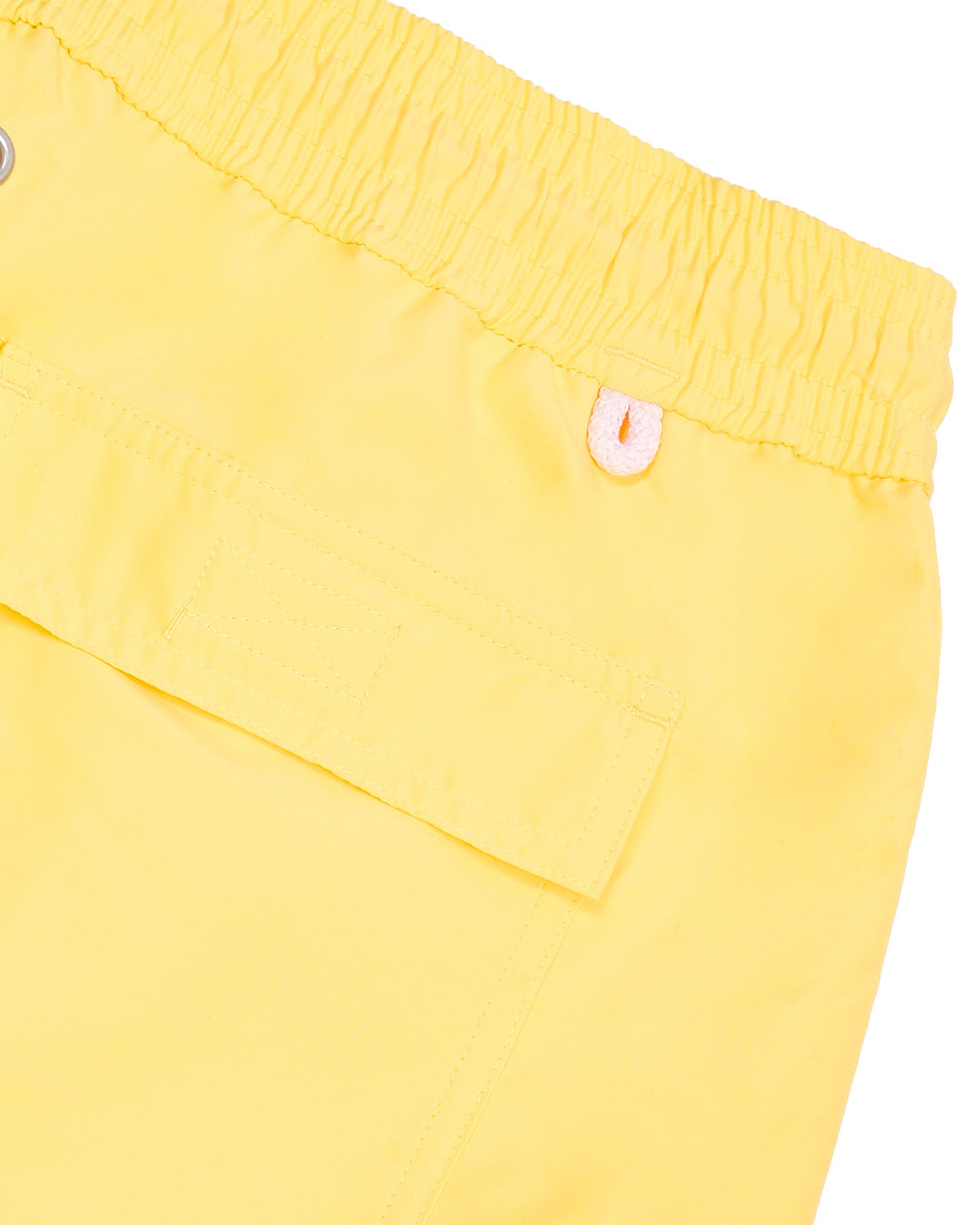 Premium yellow swim shorts for men by designer Lotty B Mustique for Pink House resortwear