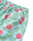 Men's Watermelon blue green swim shorts back pocket detail recycled quick dry swimwear