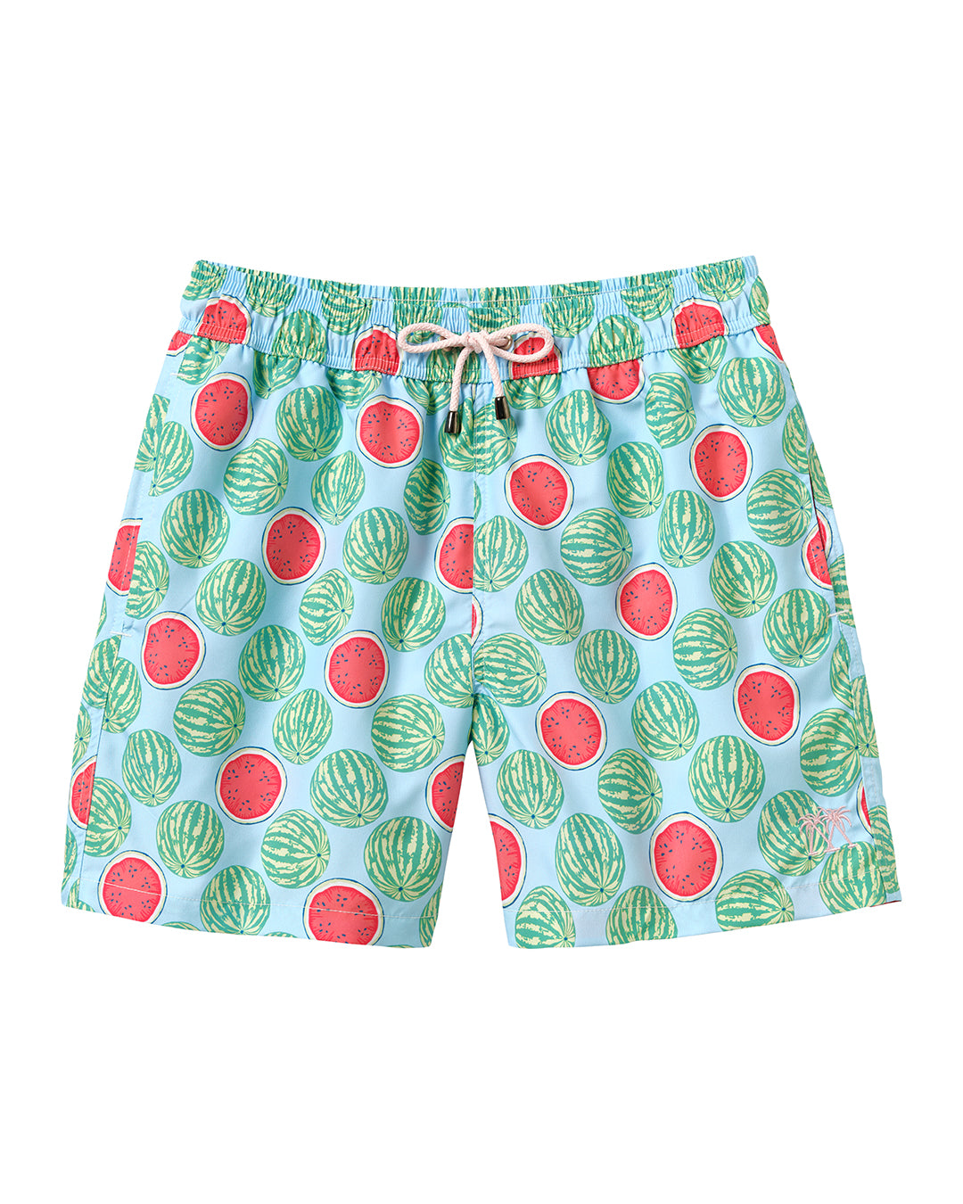 Men's swim shorts Watermelon blue green print recycled quick dry swim shorts