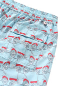 Men’s Mustique Mule red swim shorts back pocket and beach buggy print detail