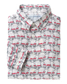Men’s Mustique Mule print linen shirt in red by Pink House Mustique