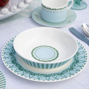Finest fine bone china tableware in Mustique Island green design by Lotty B