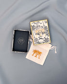 Pink House Mustique island pendant luxury jewellery gift box and embroidered pouch packaging Made in England