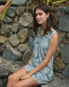 Pink House Mustique Silk Henny Dress in monochrome Whale print styled on Mustique
