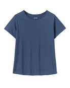 Pink House women’s plain navy T-shirt in soft cotton jersey with relaxed fit and classic crew neckline