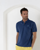Mens premium resortwear pure cotton navy blue polo shirt by Pink House