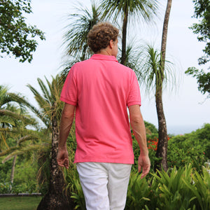 Mens pure cotton pink polo shirt island style
