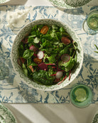 Fine bone china salad bowl in Palms Sage Green design, elegant handmade tableware from Pink House Mustique.