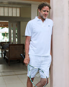 Premium Mens pure cotton white polo shirt sports vacation style
