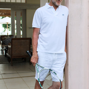 Premium Mens pure cotton white polo shirt sports vacation style