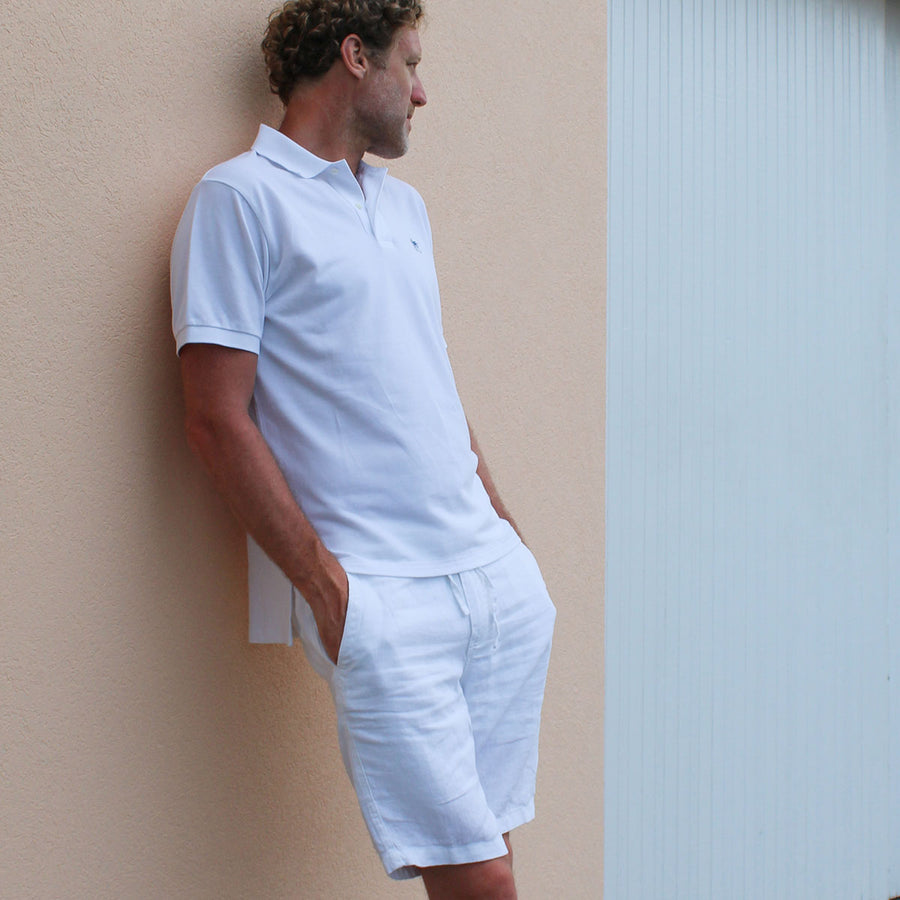 Premium Mens pure cotton white polo shirt