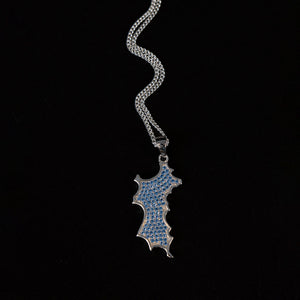 Silver Diamante Mustique Island Pendant - blue zirconium crystals
