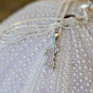 Silver Diamante MINI Mustique Island Pendant - pink zirconium crystals, sea urchin