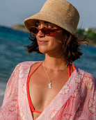 Hallmarked sterling silver Mustique island pendant necklace, made in England, luxury beach jewellery styled in Mustique