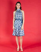 Luxury fashion Atelier Collection Olivia halterneck top in April Showers teal silk crepe-de-Chine