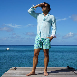 Mens beach holiday style by Lotty B, Blacksand Bay,Mustique