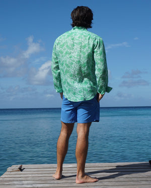 Floral print mens linen shirt vacation fashion