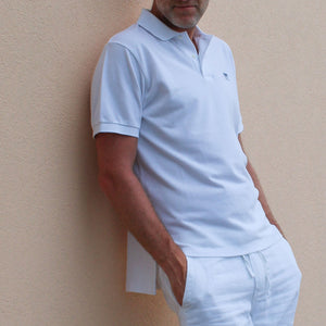 Premium Mens pure cotton white polo shirt sports holiday style