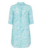 Turquoise Whale print silk Decima dress by Lotty B Pink House Mustique