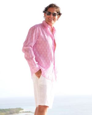 Mens Linen Shirt: SHELLTOP - PINK