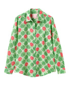 Women's Anastasia linen shirt Watermelon green print lightweight linen beach cover up shirt