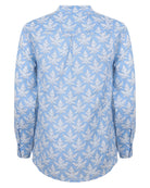 Womens Linen Blouse: PAPAYA - BLUE back
