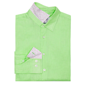 Folded Childrens Linen Shirt: PISTACHIO GREEN