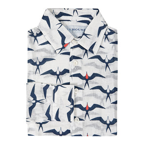 Unisex linen holiday shirts in fun prints for kids
