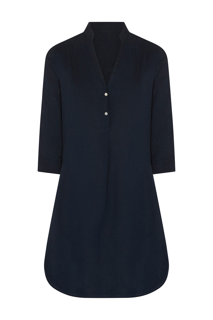 Womens holiday style linen dress in eclipse navy blue