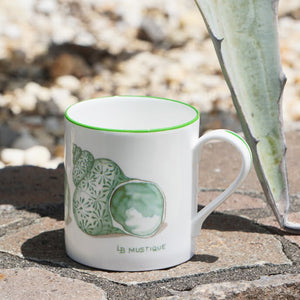 Fine Bone China Mugs: SHELL - GREEN by Lotty B Mustique interiors style