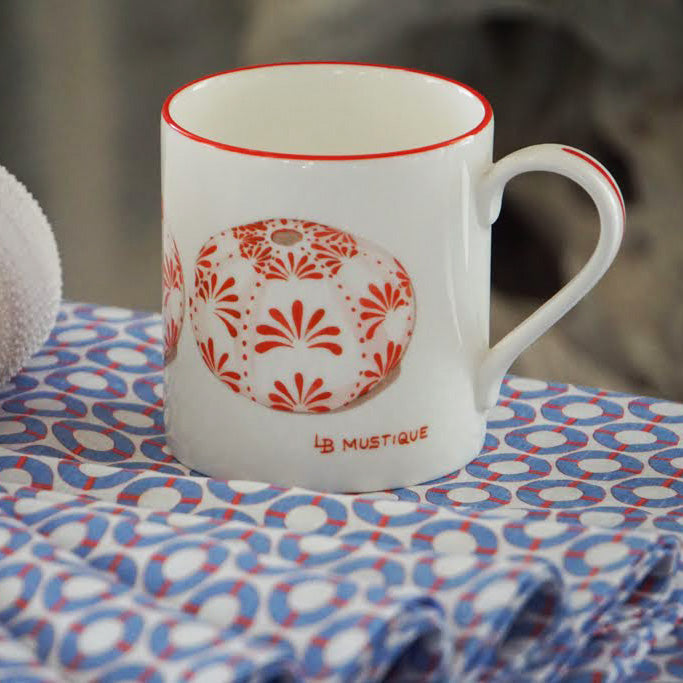 Fine Bone China Mug : URCHIN - RED designer Lotty B Mustique beautiful gifts