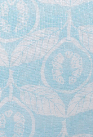 Linen Guava print in pale blue by Lotty B Mustique 