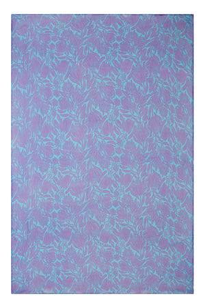 Translucent chiffon silk scarf in violet & blue Protea print by designer Lotty B Mustique