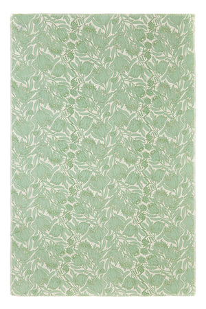 Designer silk in green & white floral Protea print by Lotty B Mustique