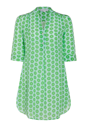 Decima dress in lime slice green print by Lotty B Mustique
