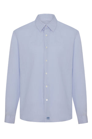 Men's linen shirt plain Azul Blue by Pink House Mustique