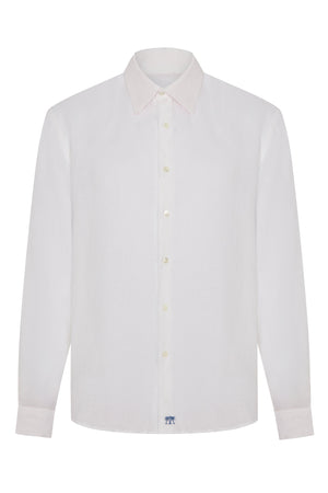 Essential mens optic white linen shirt by Pink house Mustique
